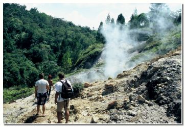 Iz razpoke v zemlji se kadi gosta para