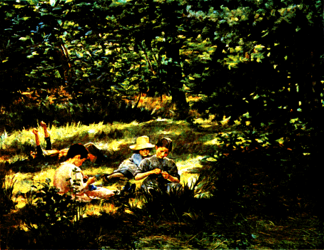 children in the grass