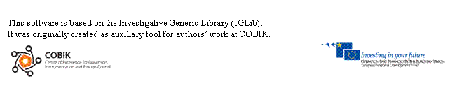 Text Box: This software is based on the Investigative Generic Library (IGLib). 
It was originally created as auxiliary tool for authors work at COBIK. 
 	 
