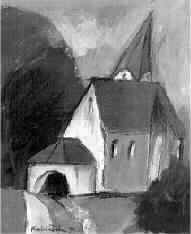 CERKVICA, 1994, gva/akril, 21x25 cm