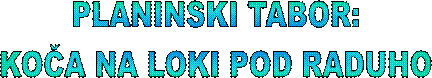 PLANINSKI TABOR:
KOČA NA LOKI POD RADUHO