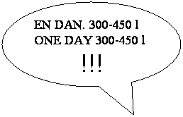 Oval Callout: EN DAN. 300-450 l
ONE DAY 300-450 l
!!!