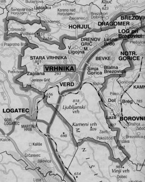 zemljevid Vrhniške občine