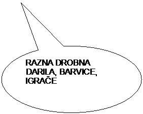 Ovalni obla�ek: RAZNA DROBNA DARILA, BARVICE, IGRA�E

