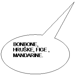 Ovalni obla�ek: BONBONE, HRU�KE, FIGE , MANDARINE. 


