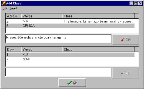 Vpisovanje opisa gesel
