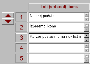Vpis zaporedja, vnos slike ali linka