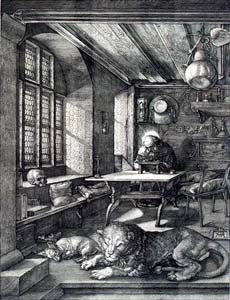 Albrecht Durer, Sv. Hieronim  v celici pri delu, 1514.