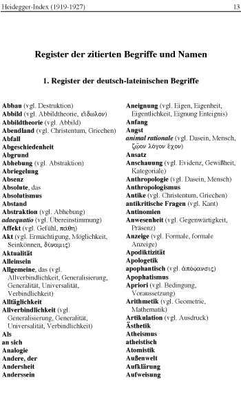 Heidegger Index