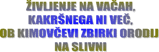 IVLJENJE NA VAAH,
KAKRNEGA NI VE,
OB KIMOVEVI ZBIRKI ORODIJ 
NA SLIVNI