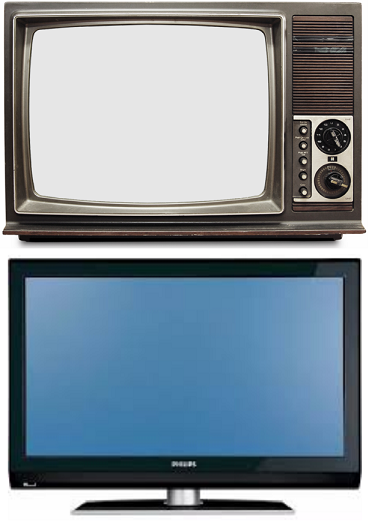 Old and new TV set